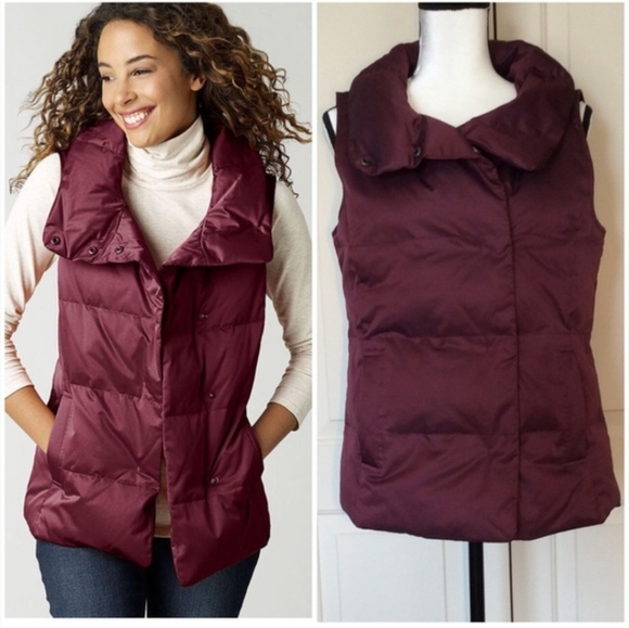 J Jill Burgundy Puffer Vest, Size Meduim - Picture 1 of 8